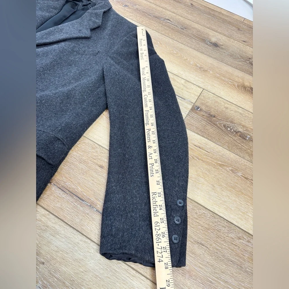 VTG Halston Mens Coat Wool Cashmere Gray Single Breasted Suit Overcoat Size 44L